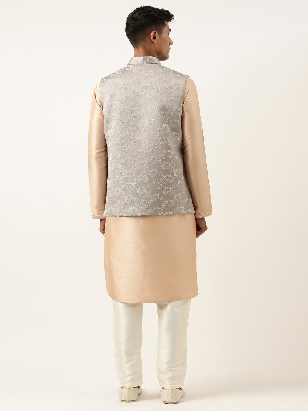 Grey Peach Jacquard Jacket