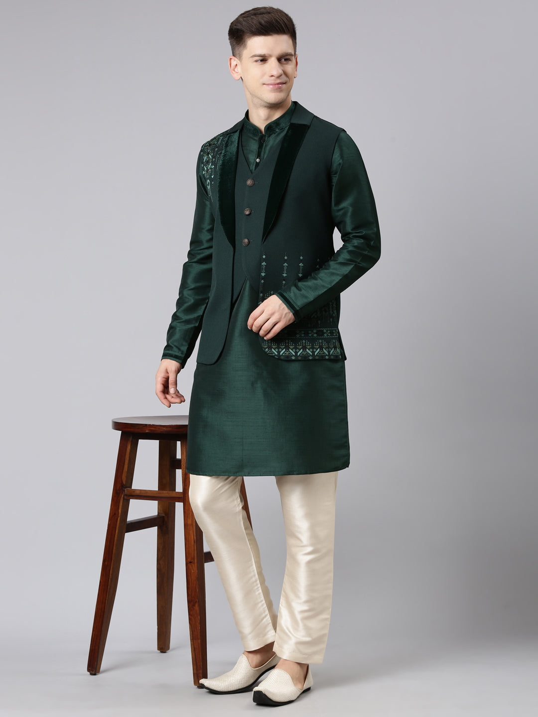 Green Layered lapel Style Jacket
