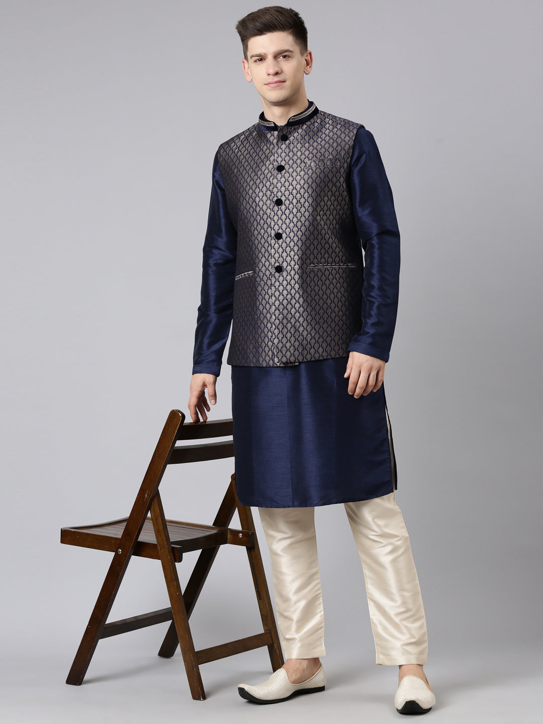 Midnight Blue Banarasi Brocade Jacket