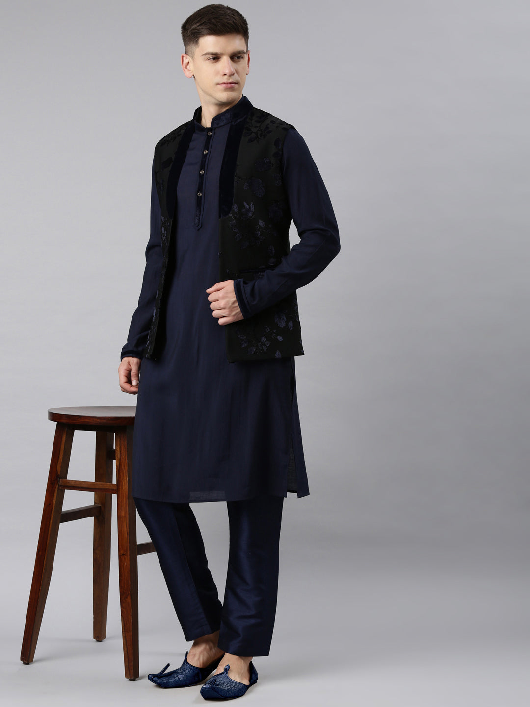 Navy Jacquard Jacket