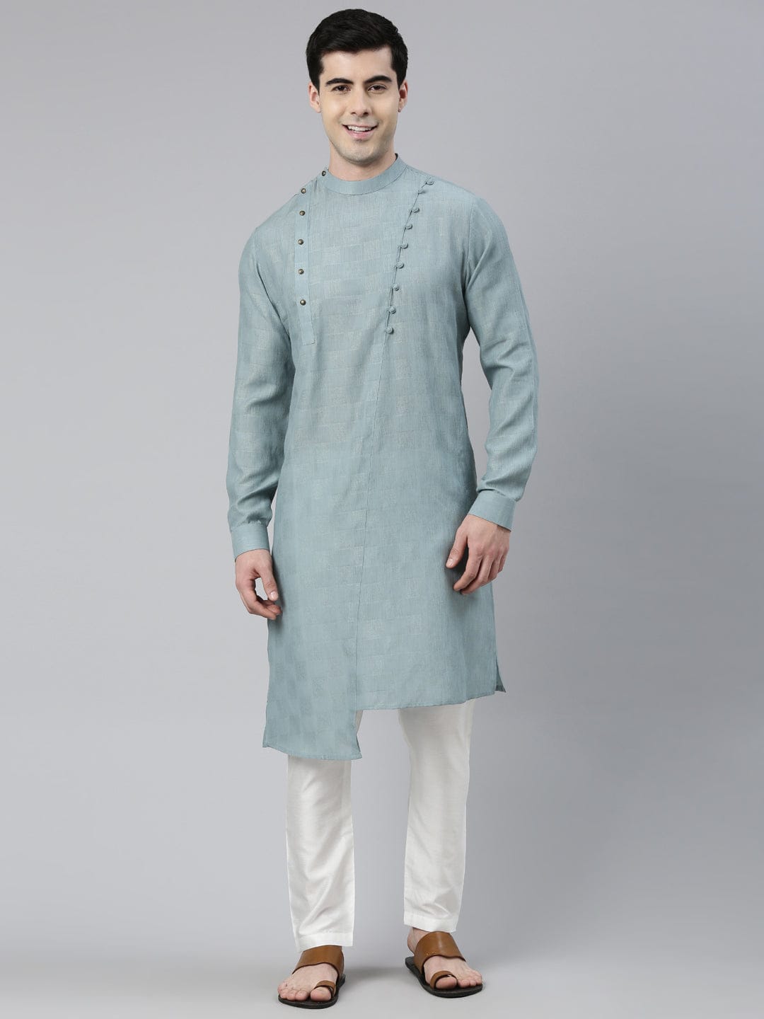 Light Teal Green Asymmetrical Kurta Set