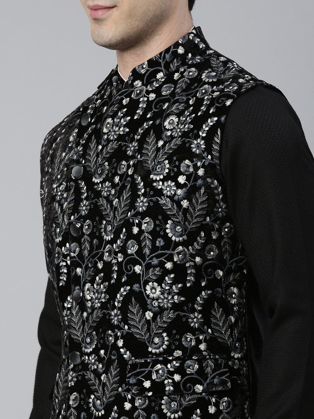Black Velvet Embroidered Jacket