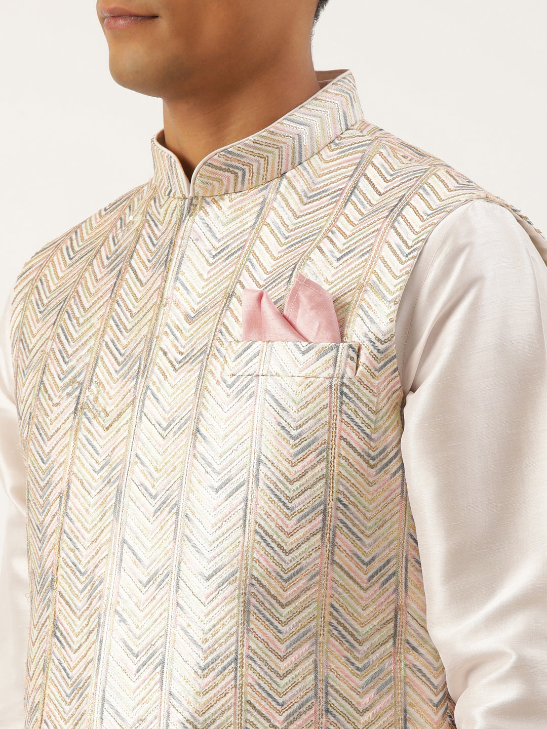 White Multi Color Embroidered Jacket