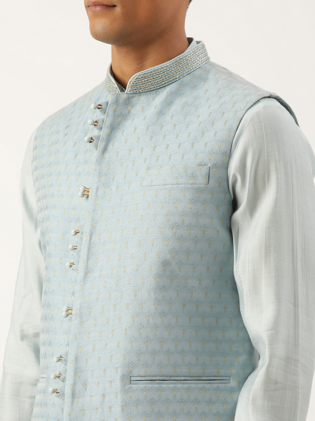 Light Blue Banarasi Jacquard Jacket