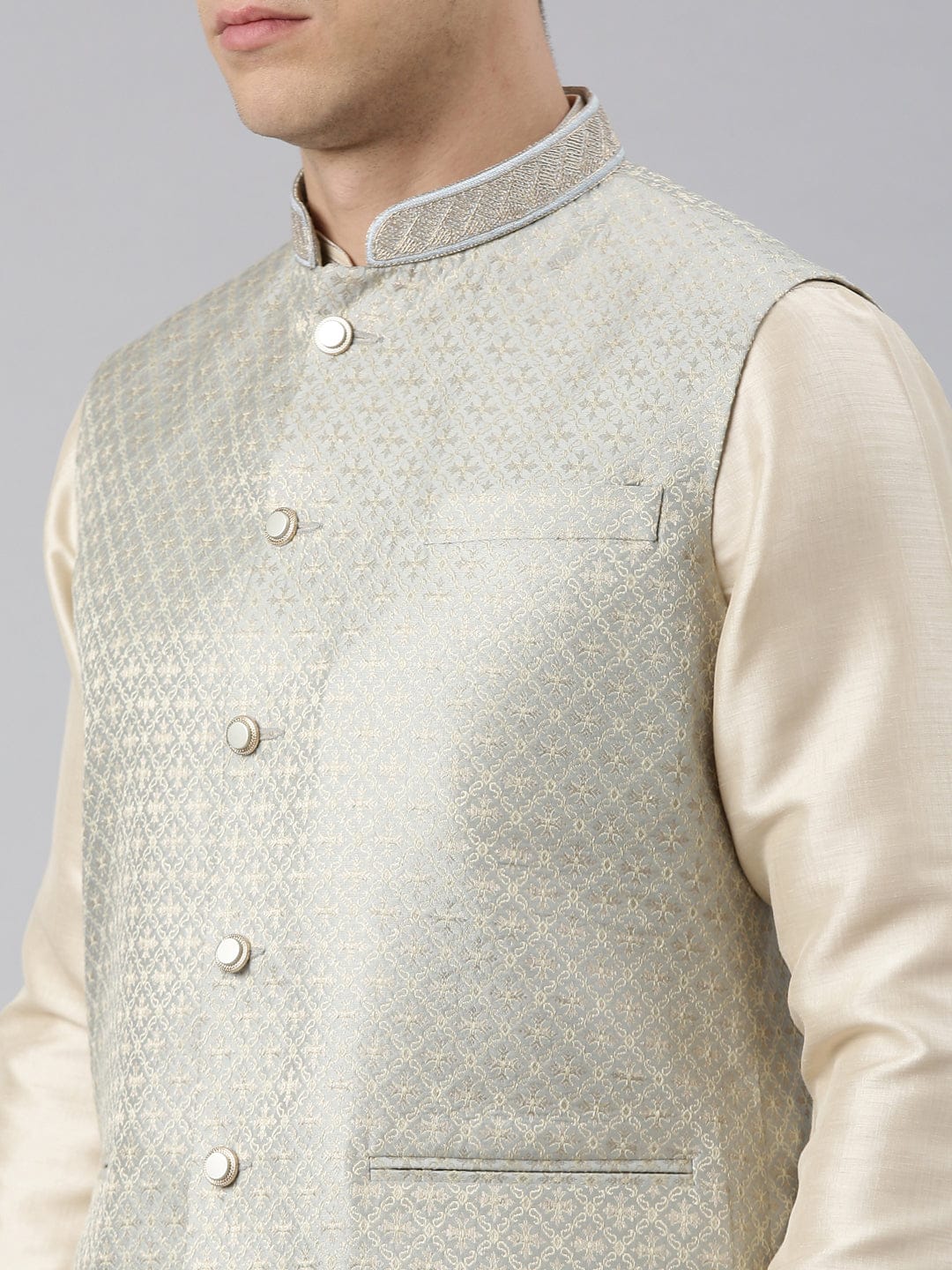 Grey Banarasi jacquard Jacket